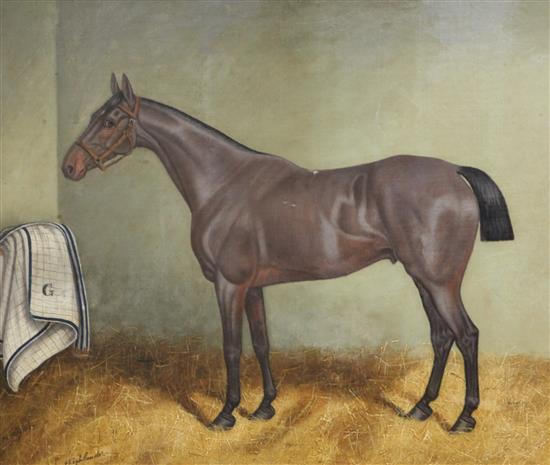 Hally (19th C.) Racehorse in a stable 20 x 24in.